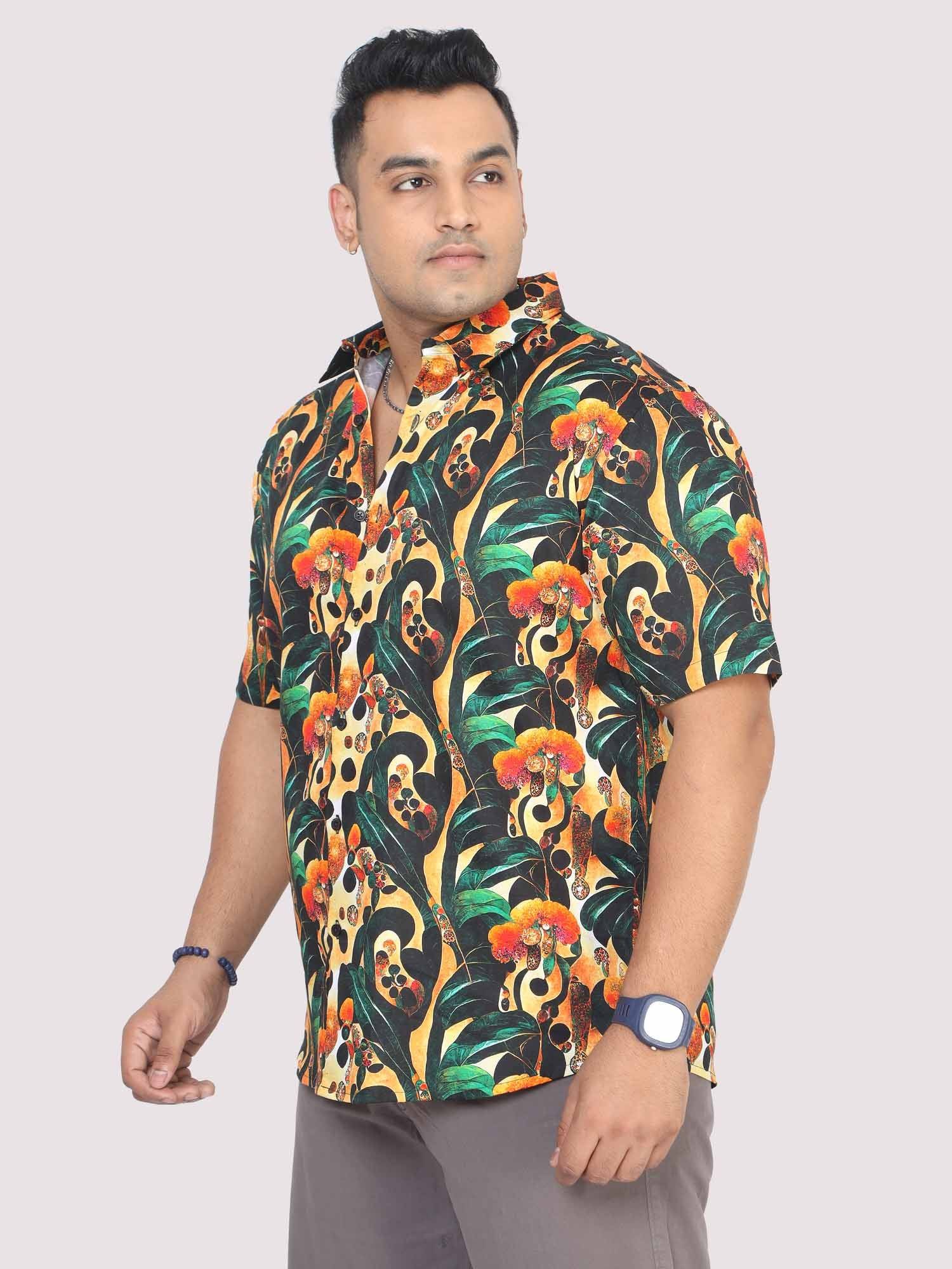 Men Plus Size Astro Gems Digital Printed Half Shirt - Guniaa Fashions