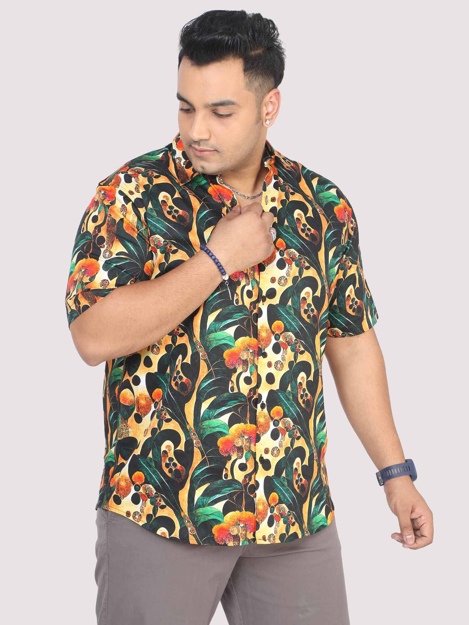 Men Plus Size Astro Gems Digital Printed Half Shirt - Guniaa Fashions