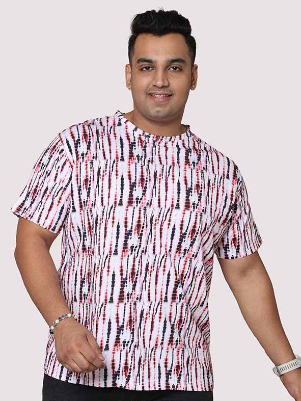 Men Plus Size Black & Red Spectrum Digital Printed Round Neck T-shirt - Guniaa Fashions