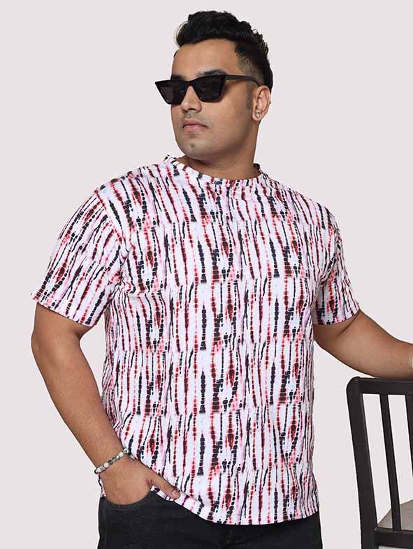 Men Plus Size Black & Red Spectrum Digital Printed Round Neck T-shirt - Guniaa Fashions