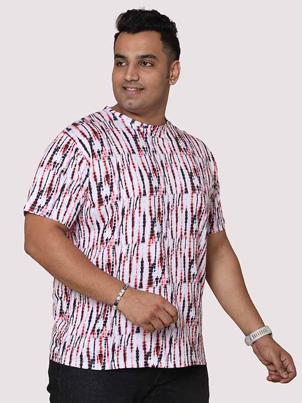 Men Plus Size Black & Red Spectrum Digital Printed Round Neck T-shirt - Guniaa Fashions