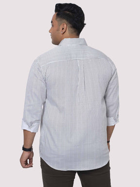 Men Plus Size Black & White Striped Digital Printed Full Shirt - Guniaa Fashions