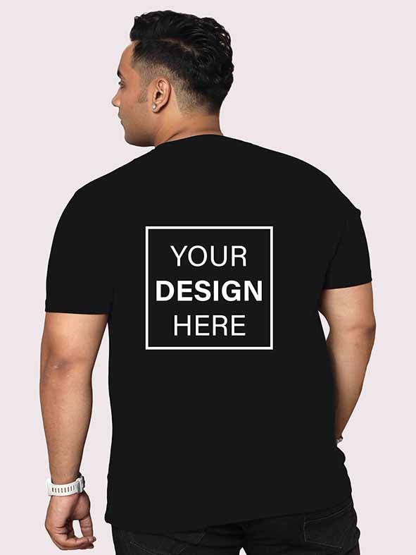 Men Plus Size Black Back Customised Printed Round Neck T-Shirt - Guniaa Fashions