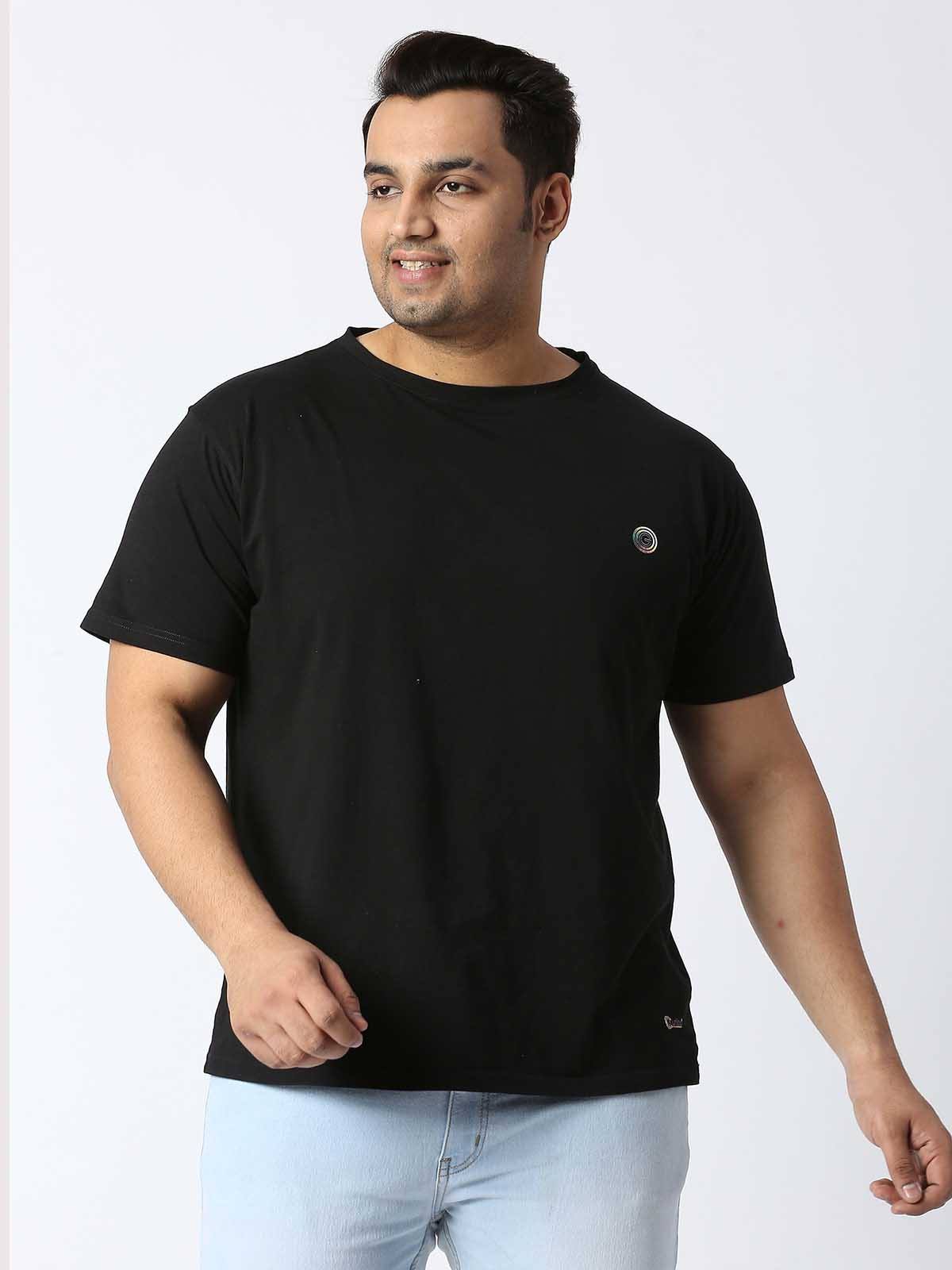 Men Plus Size Black Cowboy Printed Round Neck T-Shirt. - Guniaa Fashions