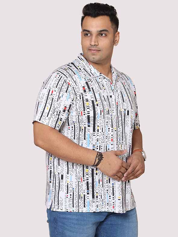 Men Plus Size Black Dotted Digital Printed Polo Collar T-shirt - Guniaa Fashions