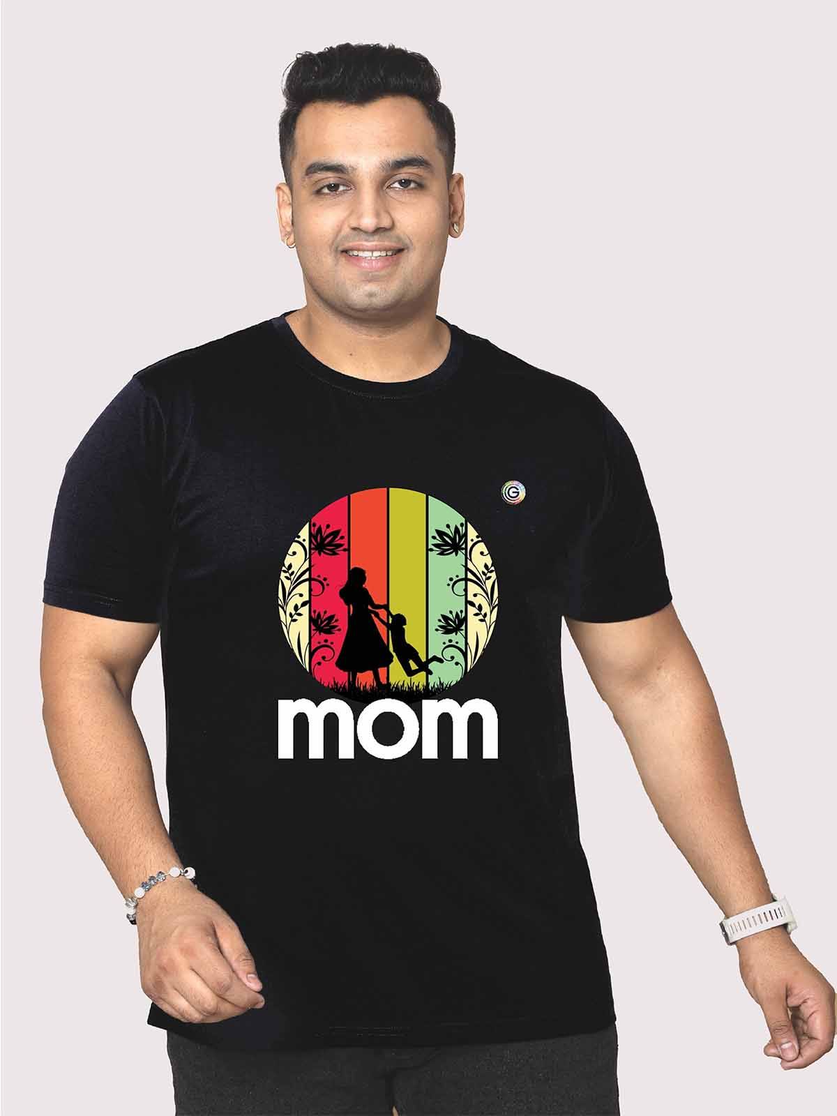 Men Plus Size Black Mom Love Printed Round Neck T-Shirt - Guniaa Fashions