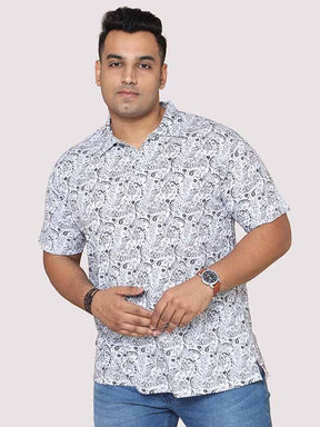 Men Plus Size Black Paisley Digital Printed Polo Collar T-shirt - Guniaa Fashions