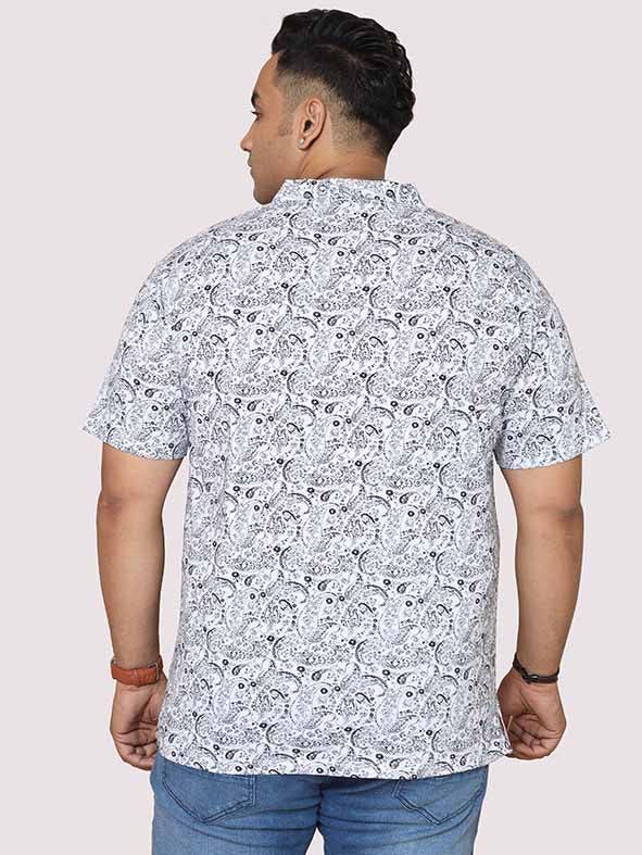 Men Plus Size Black Paisley Digital Printed Polo Collar T-shirt - Guniaa Fashions