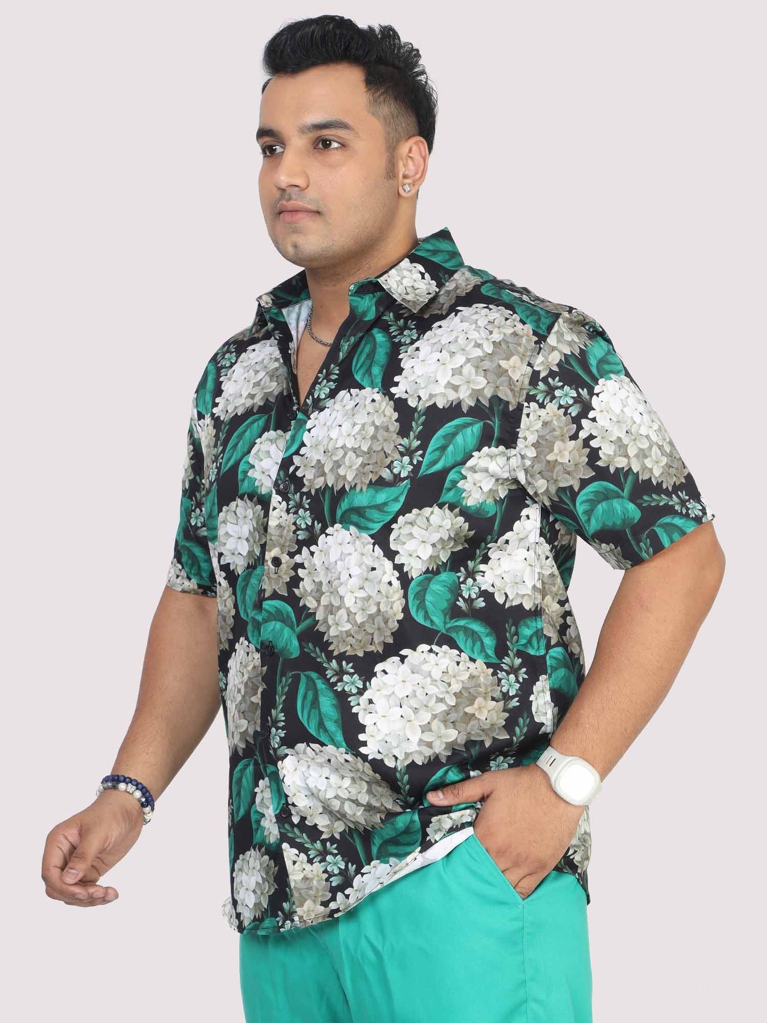 Men Plus Size Blissful Floral Digital Printed Half Shirt - Guniaa Fashions