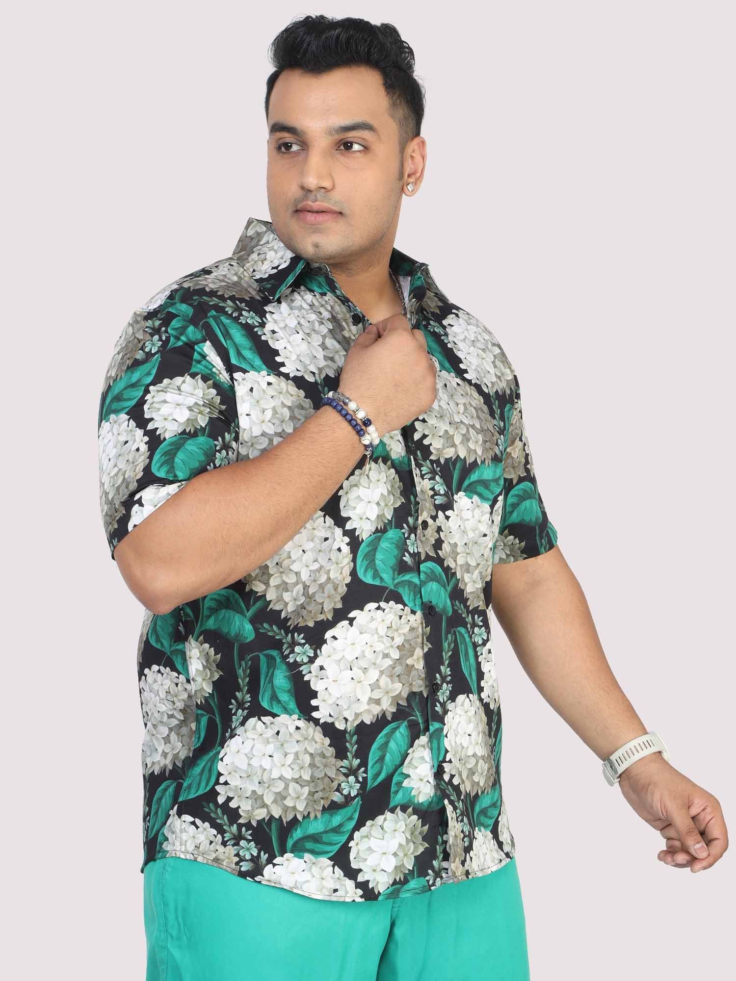 Men Plus Size Blissful Floral Digital Printed Half Shirt - Guniaa Fashions