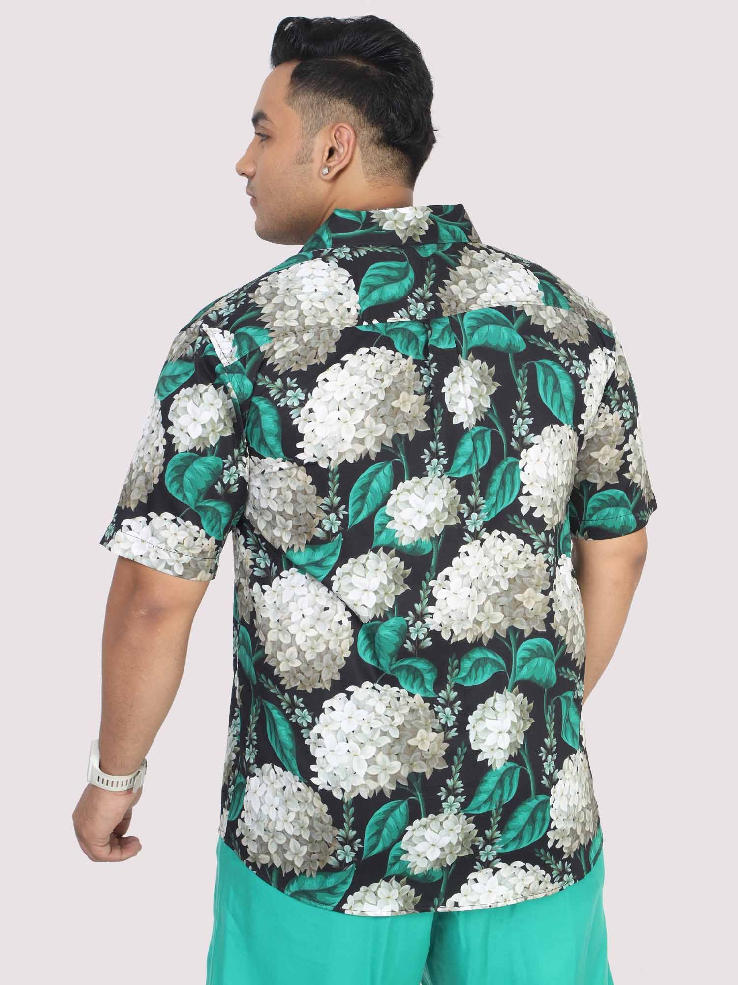 Men Plus Size Blissful Floral Digital Printed Half Shirt - Guniaa Fashions