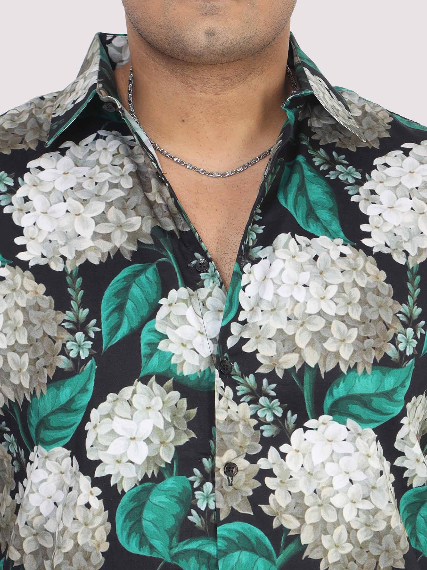 Men Plus Size Blissful Floral Digital Printed Half Shirt - Guniaa Fashions