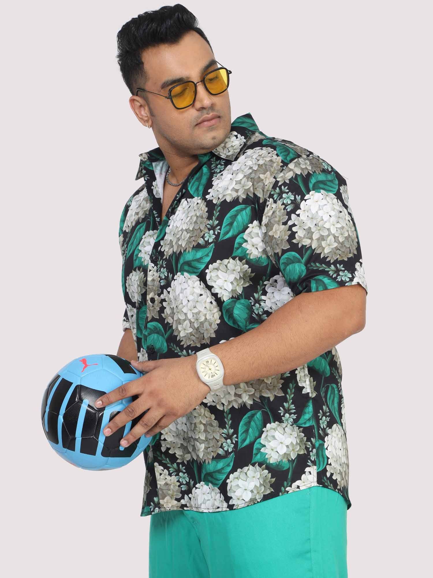 Men Plus Size Blissful Floral Digital Printed Half Shirt - Guniaa Fashions