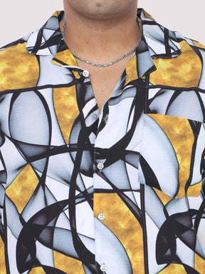 Men Plus Size Blush Abstract Squares Printed Half Sleeve Co-Ords - Guniaa Fashions