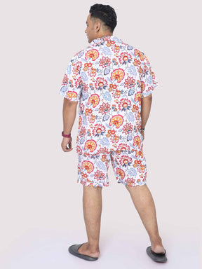 Men Plus Size Botanical Printed Half Sleeve Co-Ords - Guniaa Fashions
