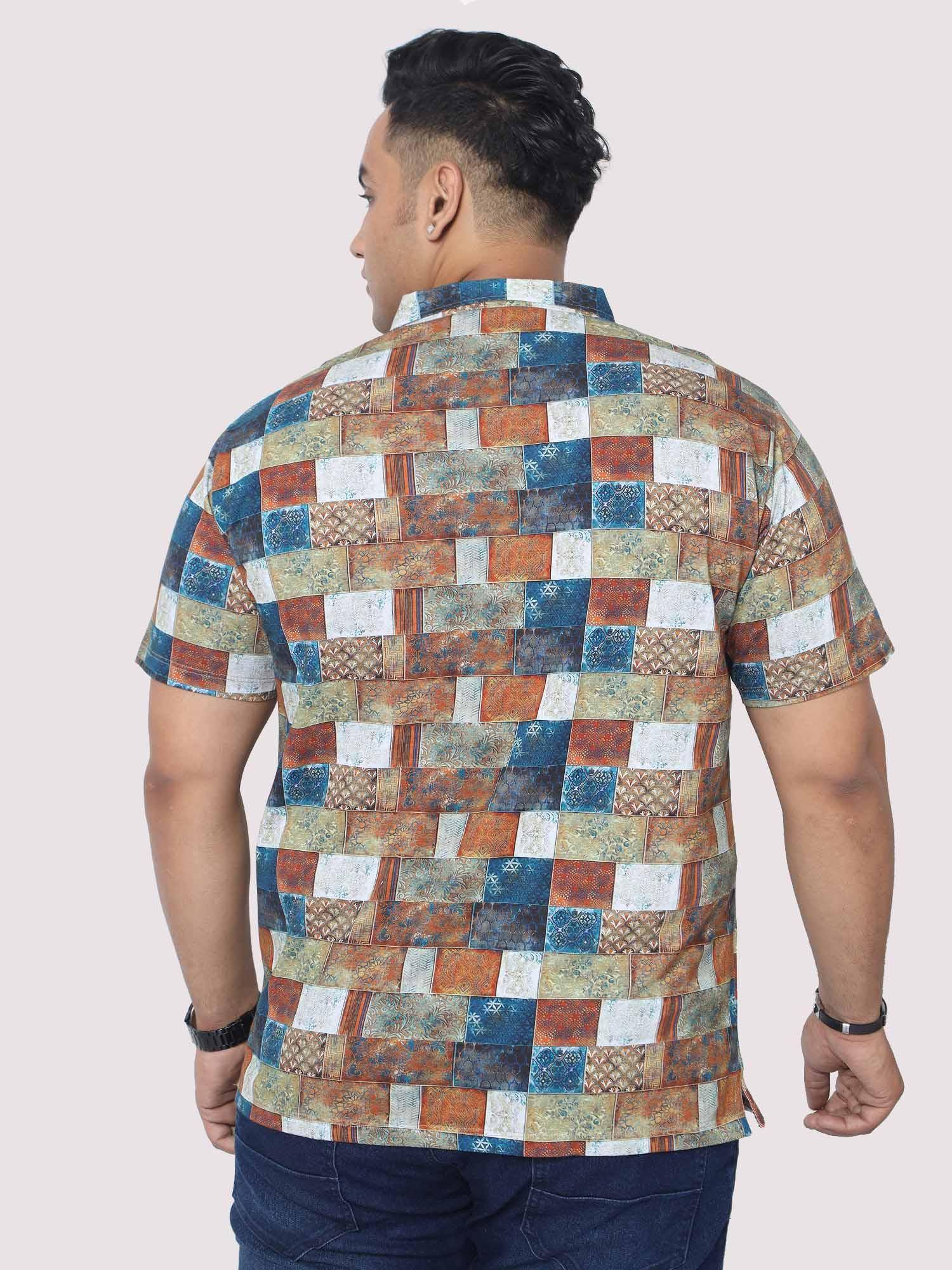 Men Plus Size Bricks Digital Printed Polo Collar T-shirt - Guniaa Fashions