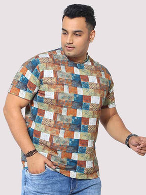 Men Plus Size Bricks Digital Printed Round Neck T-Shirt - Guniaa Fashions