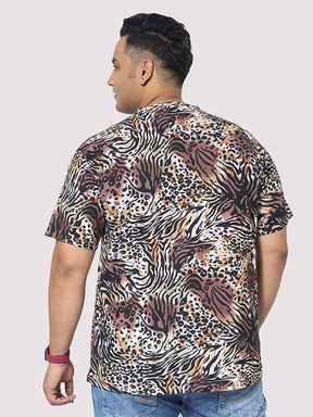Men Plus Size Cheetah Pattern Digital Printed Round Neck T-Shirt - Guniaa Fashions