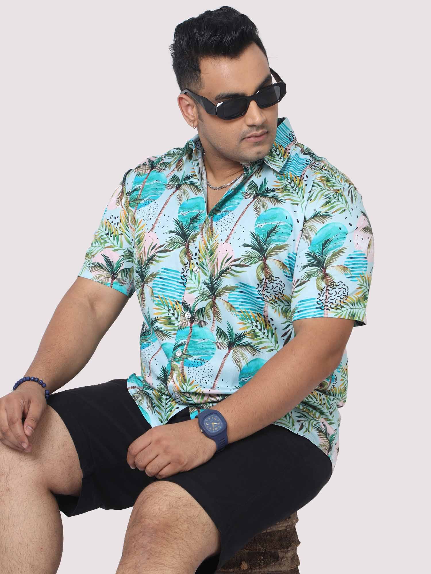 Men Plus Size Coco Fashion Digital Printed Half Shirt - Guniaa Fashions