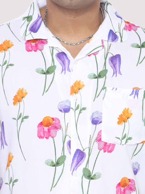 Men Plus Size Daisy Flowers Digital Printed Full Co-Ords - Guniaa Fashions