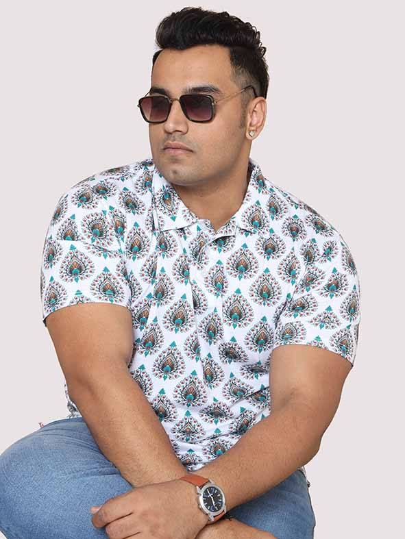 Men Plus Size Ethinic Pattern Digital Printed Polo Collar T-shirt - Guniaa Fashions