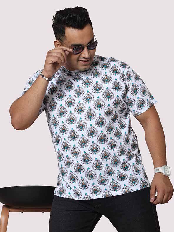 Men Plus Size Ethinic Pattern Digital Printed Round Neck T-Shirt - Guniaa Fashions