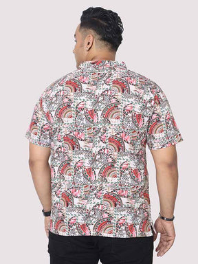 Men Plus Size Ethnic Red Digital Printed Polo Collar T-shirt - Guniaa Fashions