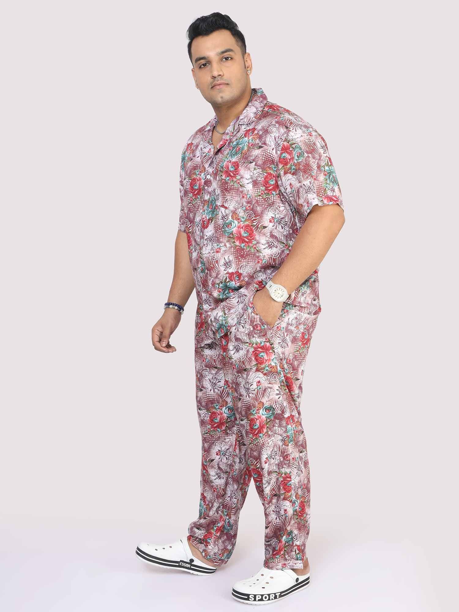 Men Plus Size Floral Abstract Printed FULL Sleeve Co-Ords - Guniaa Fashions