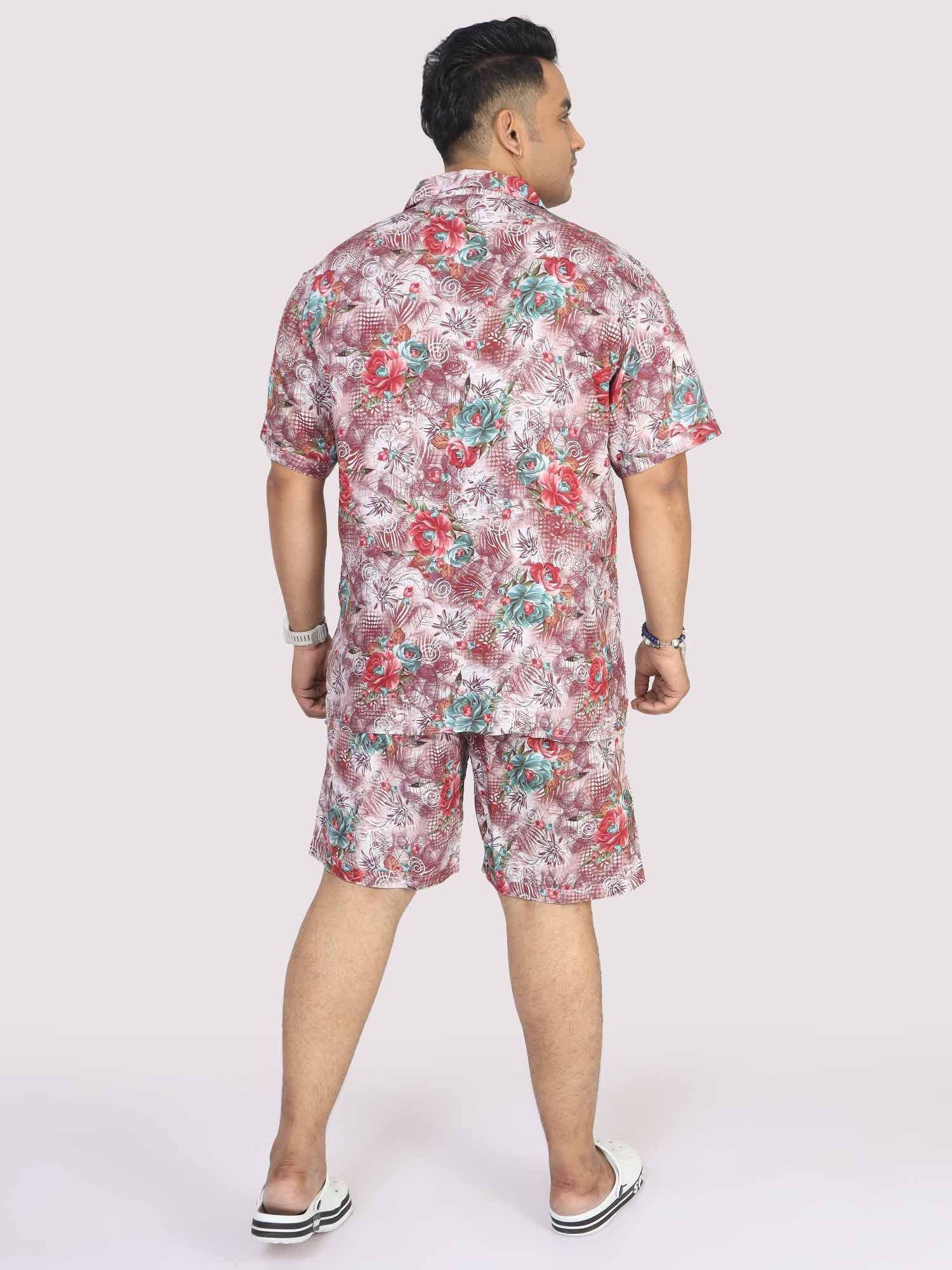 Men Plus Size Floral Abstract Printed Half Sleeve Co-Ords - Guniaa Fashions