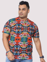 Men Plus Size Flower Mirror Digital Printed Round Neck T-Shirt - Guniaa Fashions