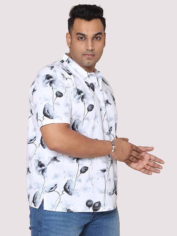 Men Plus Size Happy Flower Digital Printed Polo Collar T-shirt - Guniaa Fashions