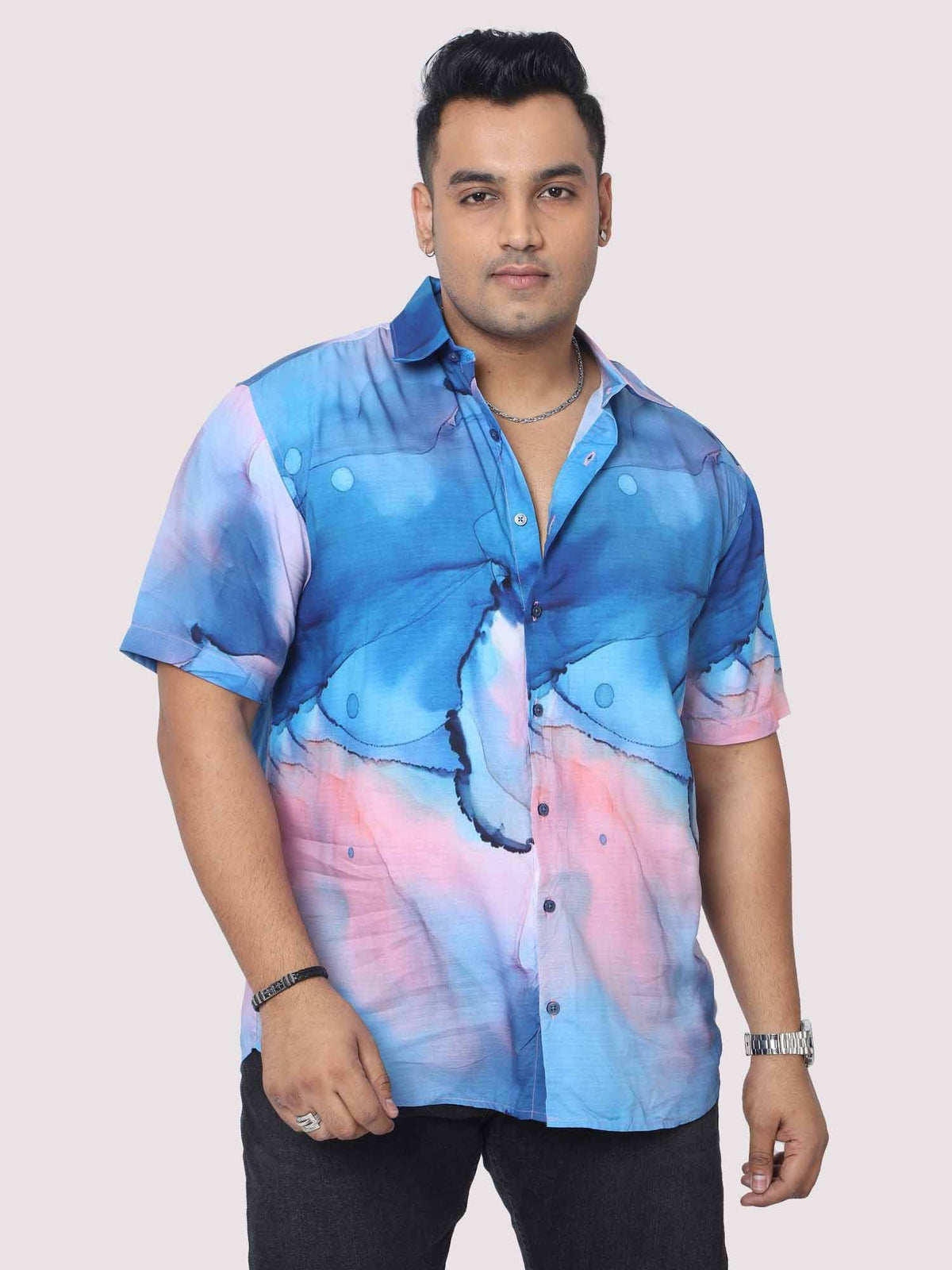 Men Plus Size Horizon Digital Printed Half Shirt - Guniaa Fashions