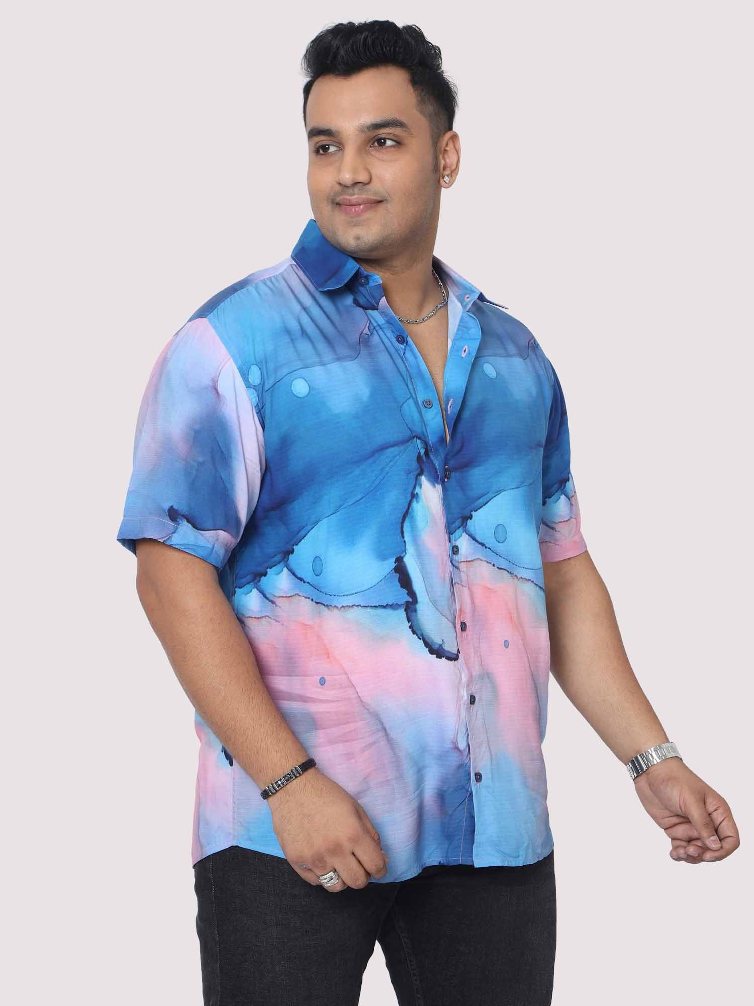 Men Plus Size Horizon Digital Printed Half Shirt - Guniaa Fashions