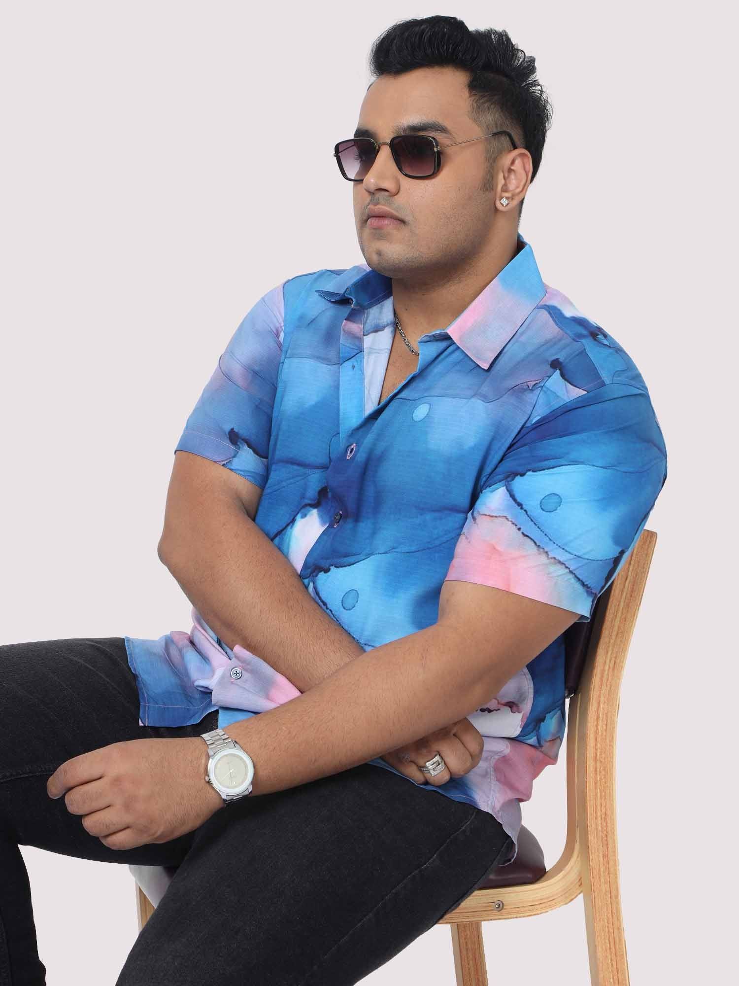 Men Plus Size Horizon Digital Printed Half Shirt - Guniaa Fashions