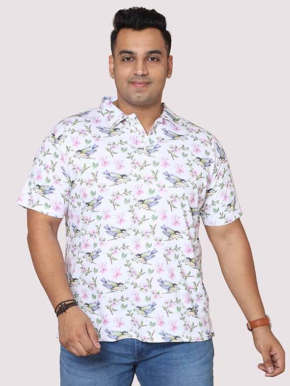 Men Plus Size Hummy Bird Digital Printed Polo Collar T-shirt - Guniaa Fashions