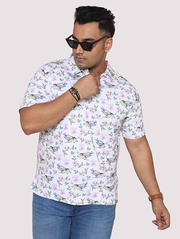 Men Plus Size Hummy Bird Digital Printed Polo Collar T-shirt - Guniaa Fashions