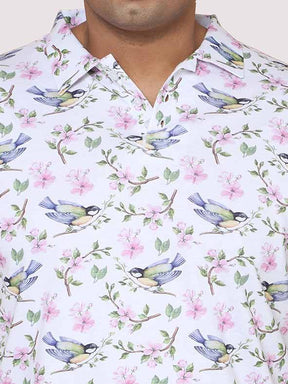 Men Plus Size Hummy Bird Digital Printed Polo Collar T-shirt - Guniaa Fashions