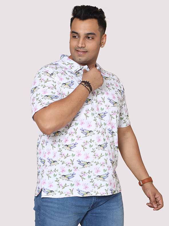 Men Plus Size Hummy Bird Digital Printed Polo Collar T-shirt - Guniaa Fashions