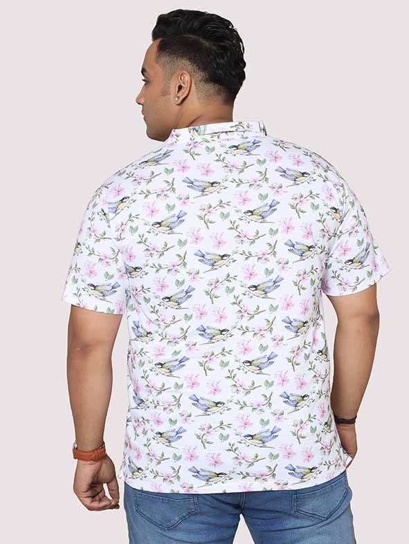 Men Plus Size Hummy Bird Digital Printed Polo Collar T-shirt - Guniaa Fashions