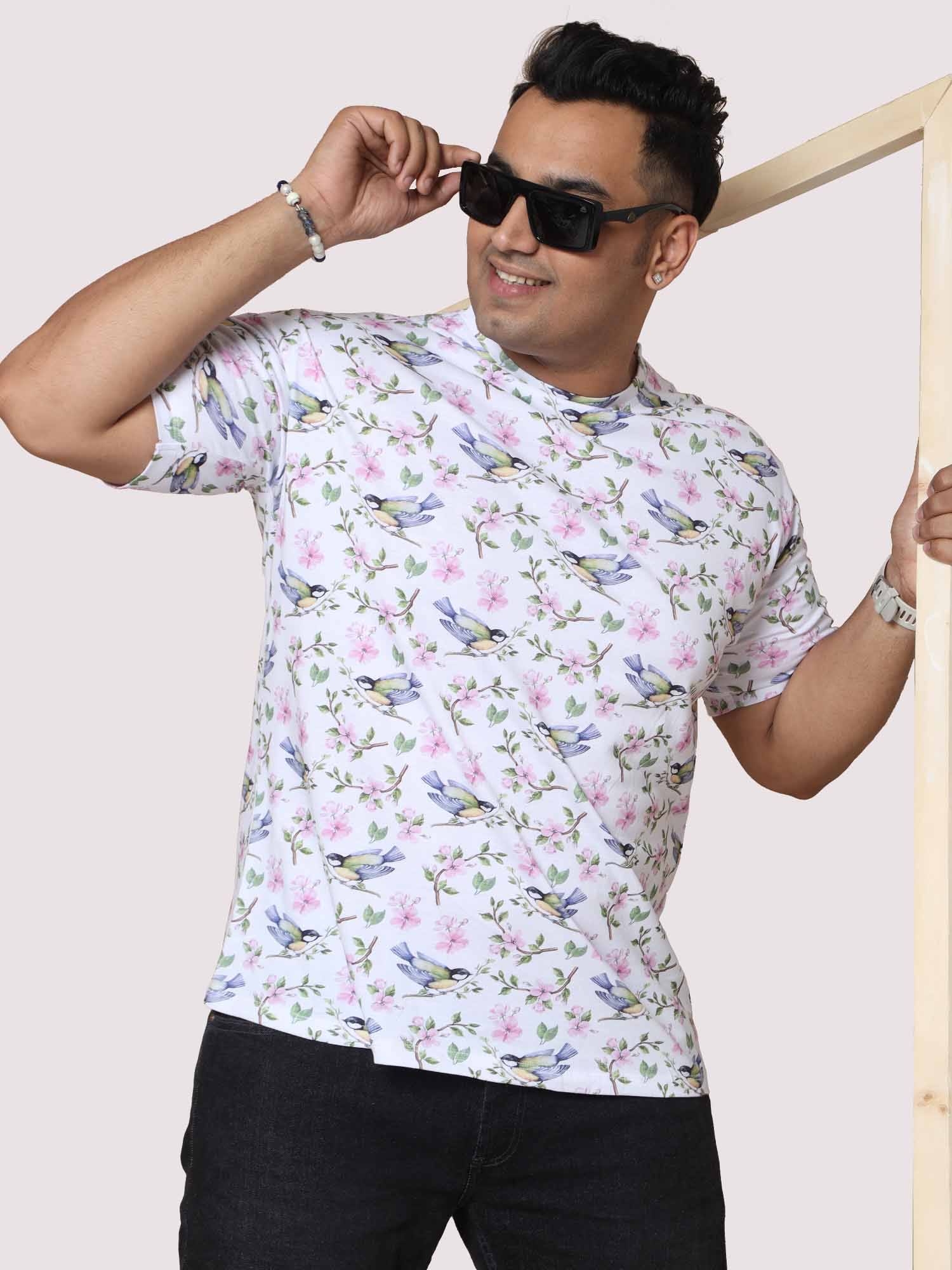 Men Plus Size Hummy Bird Digital Printed Round Neck T-shirt - Guniaa Fashions