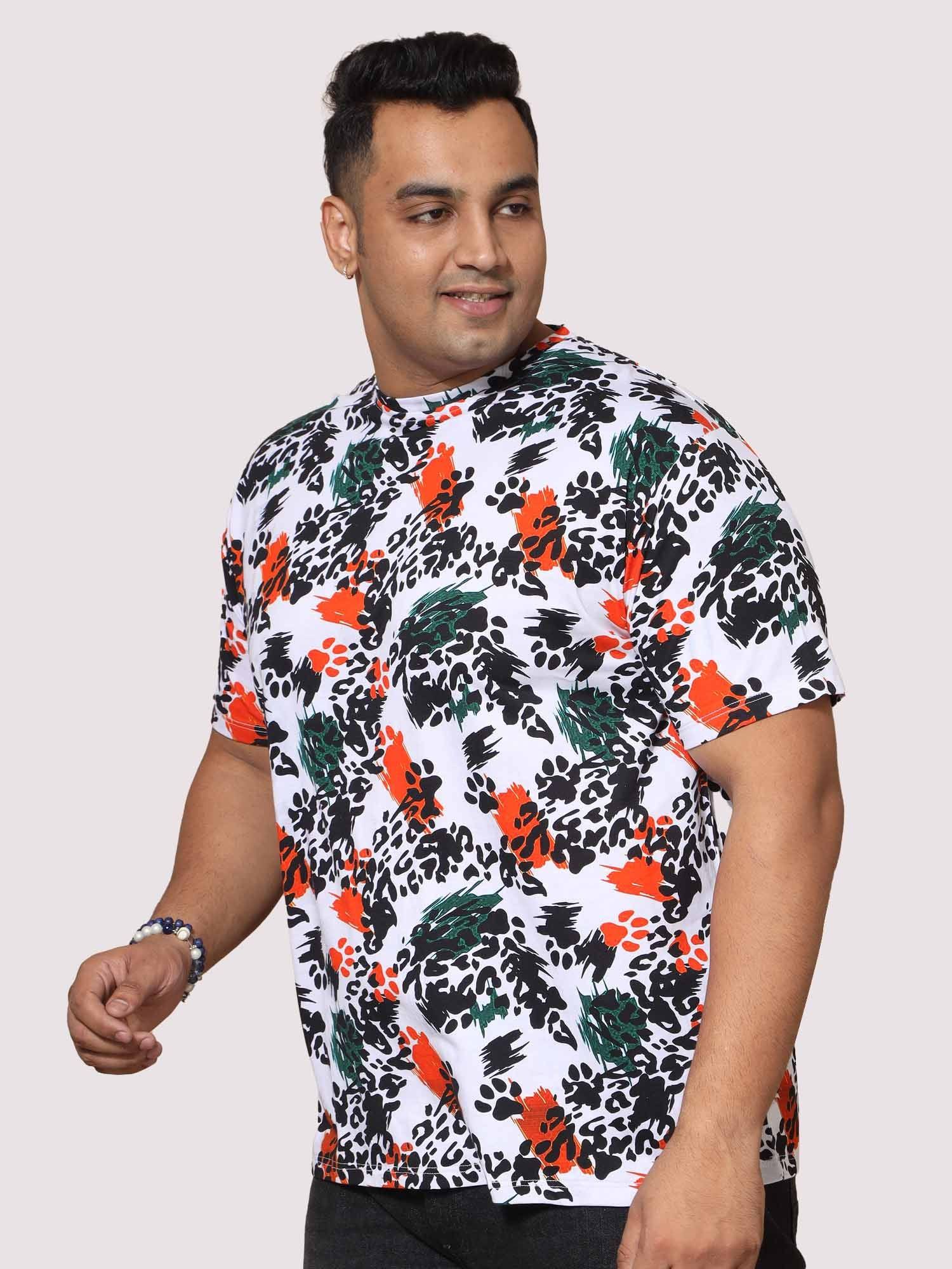 Men Plus Size Leopard Digital Printed Round Neck T-Shirt - Guniaa Fashions