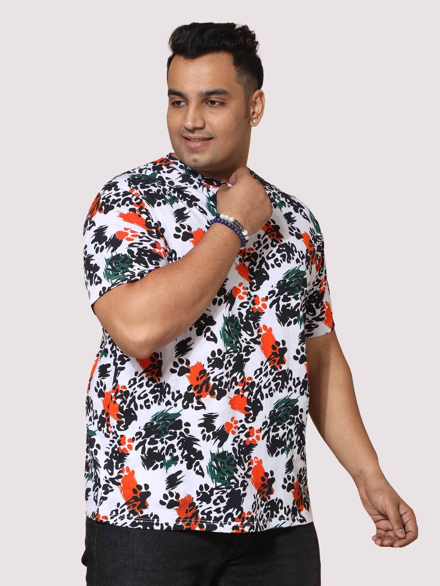 Men Plus Size Leopard Digital Printed Round Neck T-Shirt - Guniaa Fashions