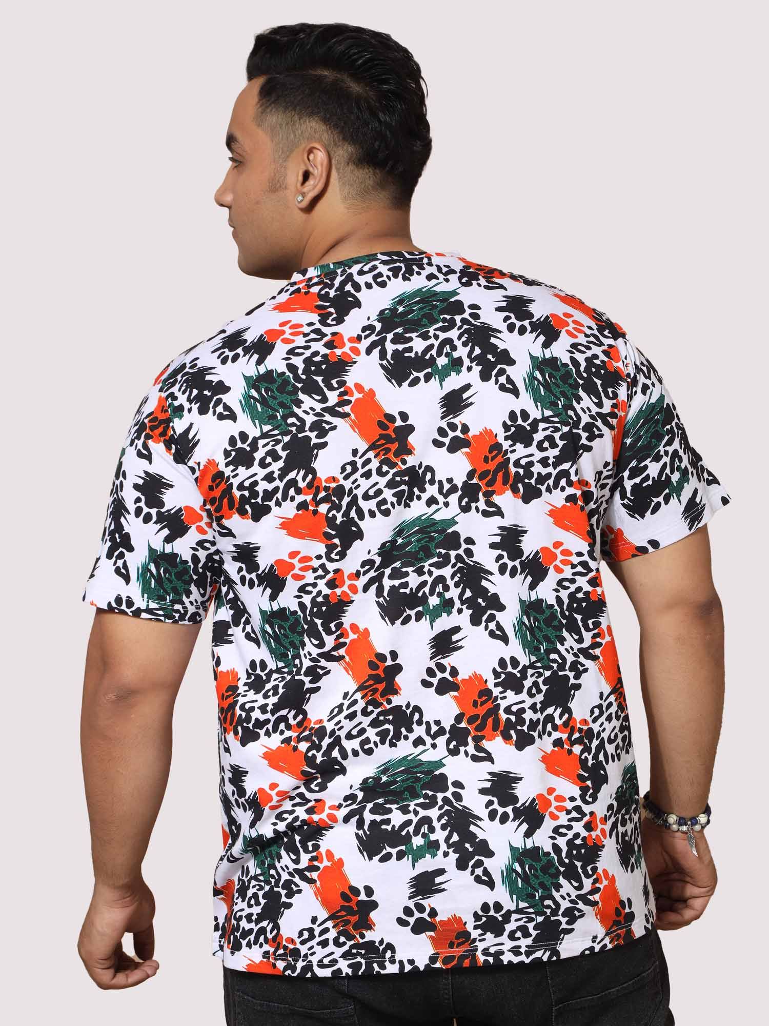 Men Plus Size Leopard Digital Printed Round Neck T-Shirt - Guniaa Fashions