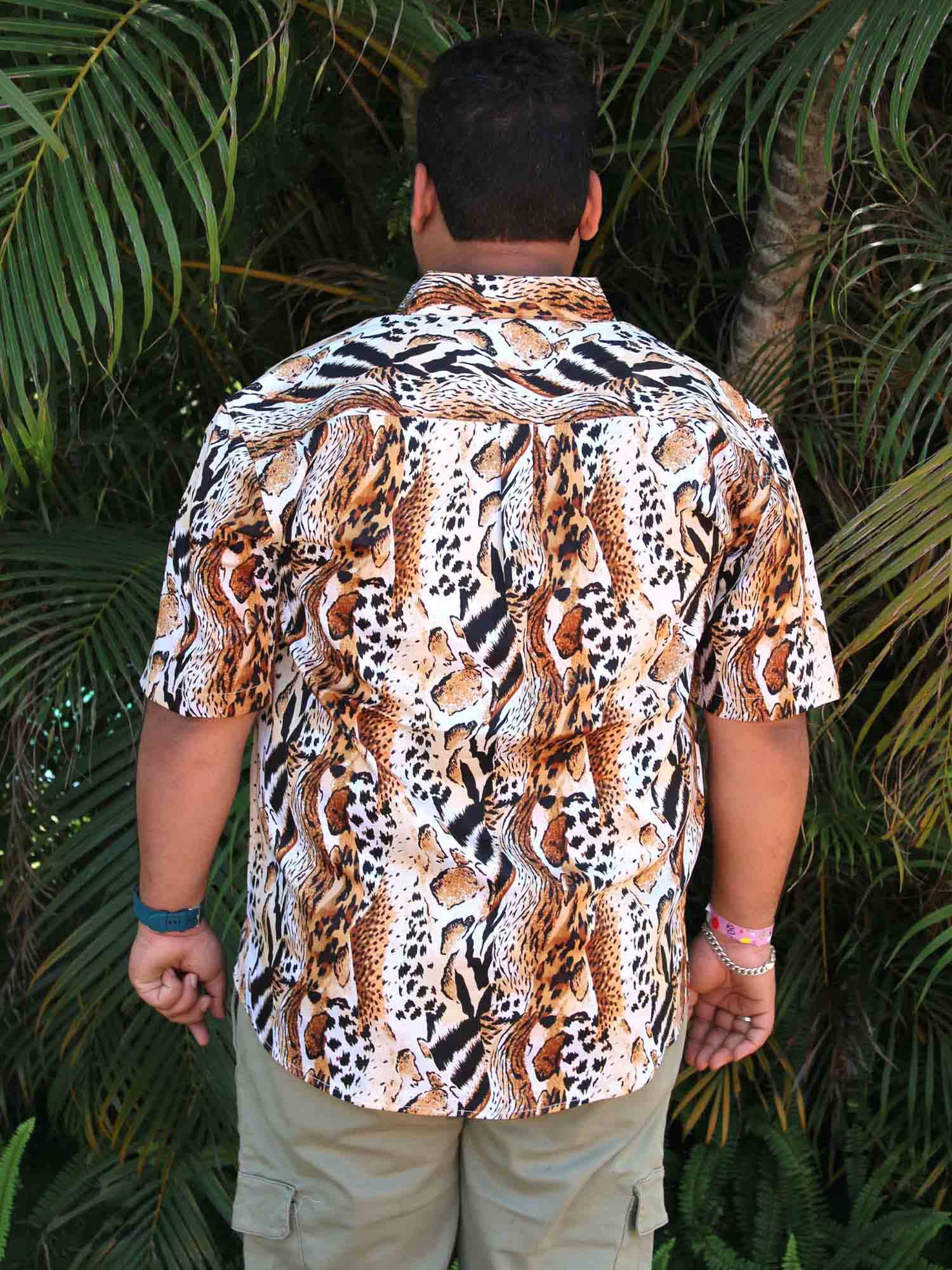 Men Plus Size Leopard Printed Digital Printed Half Shirt - Guniaa Fashions