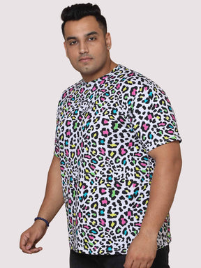 Men Plus Size Leopard Skin Pattern Digital Printed Round Neck T-Shirt - Guniaa Fashions