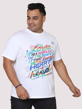 Men Plus Size Love Is a World Digital Printed Round Neck T-Shirt - Guniaa Fashions