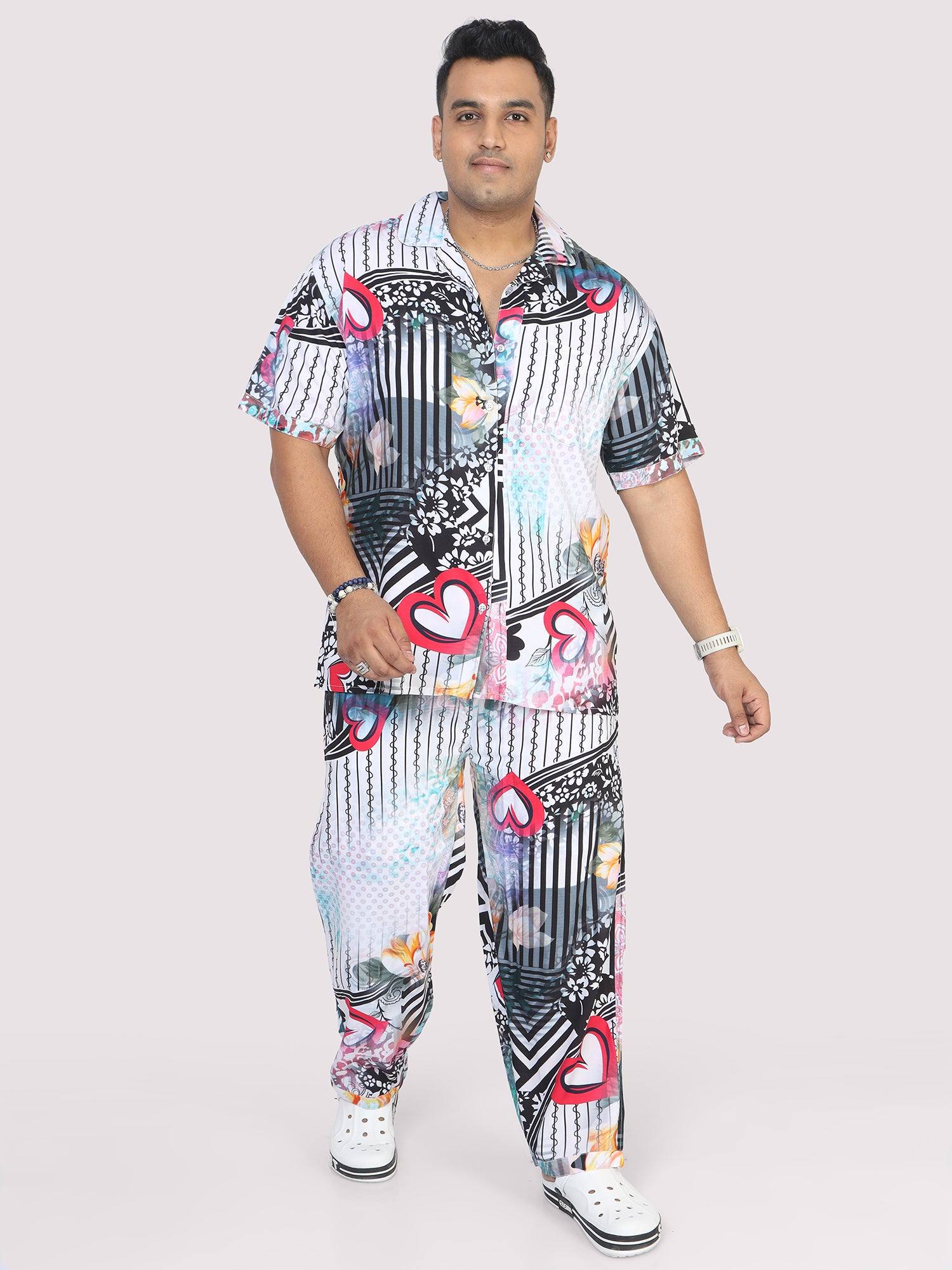 Men Plus Size Love on Geometric Printed Full Sleeve Co-Ords - Guniaa Fashions