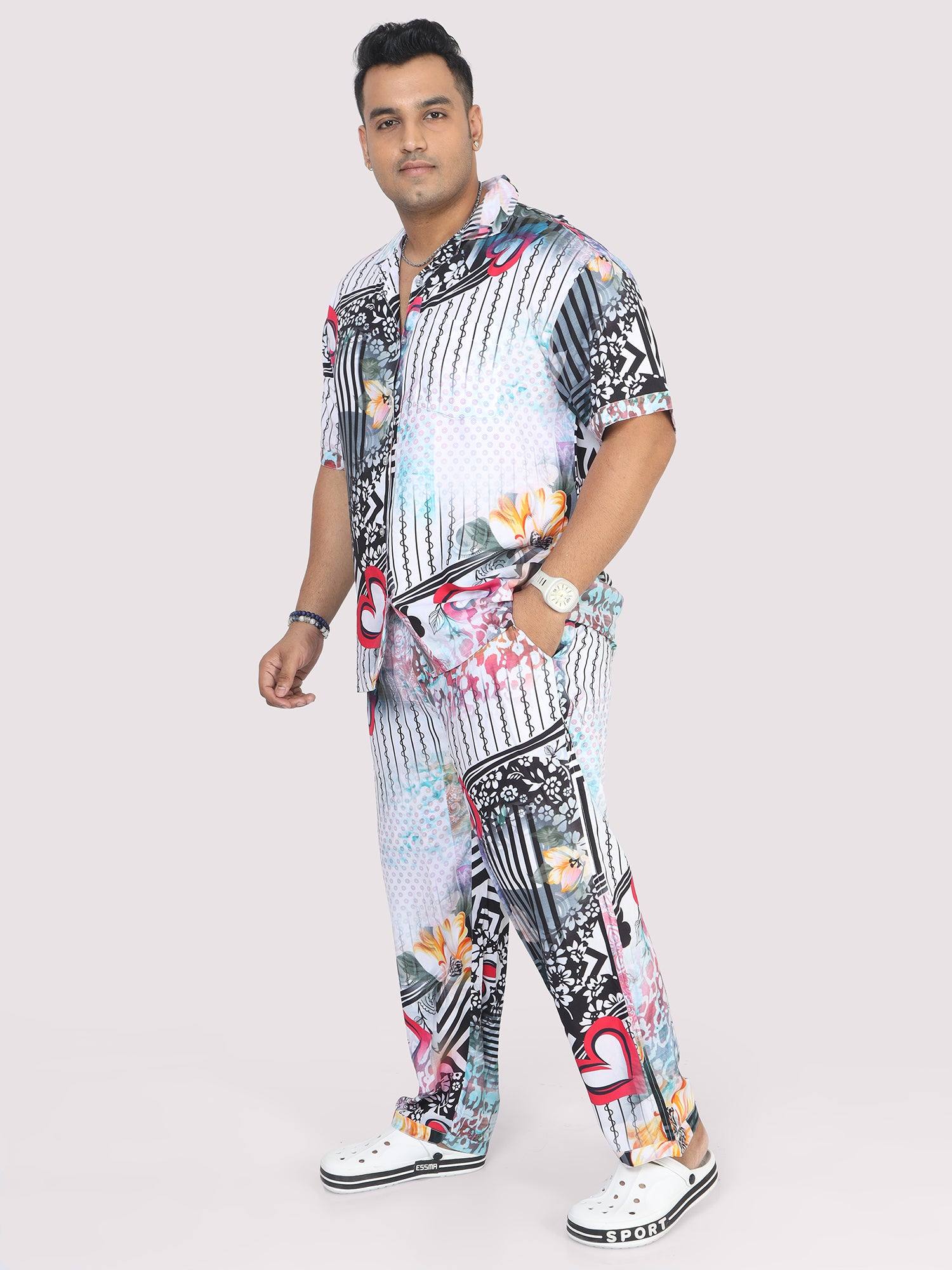 Men Plus Size Love on Geometric Printed Full Sleeve Co-Ords - Guniaa Fashions