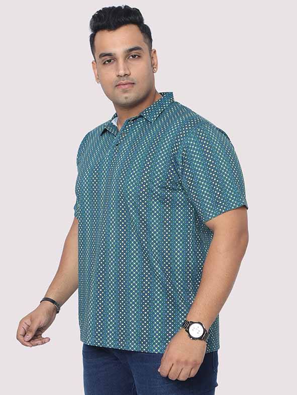 Men Plus Size Matrix Digital Printed Polo Collar T-shirt - Guniaa Fashions