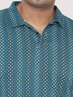 Men Plus Size Matrix Digital Printed Polo Collar T-shirt - Guniaa Fashions